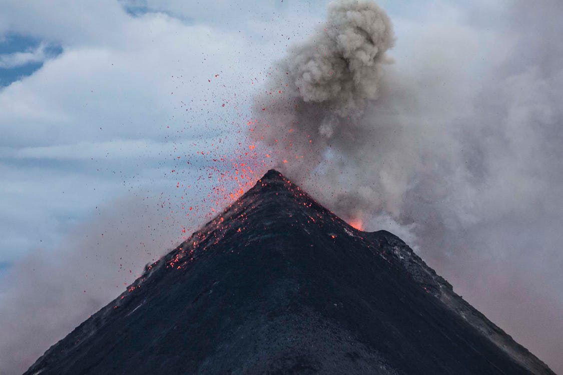 Volcano erupting