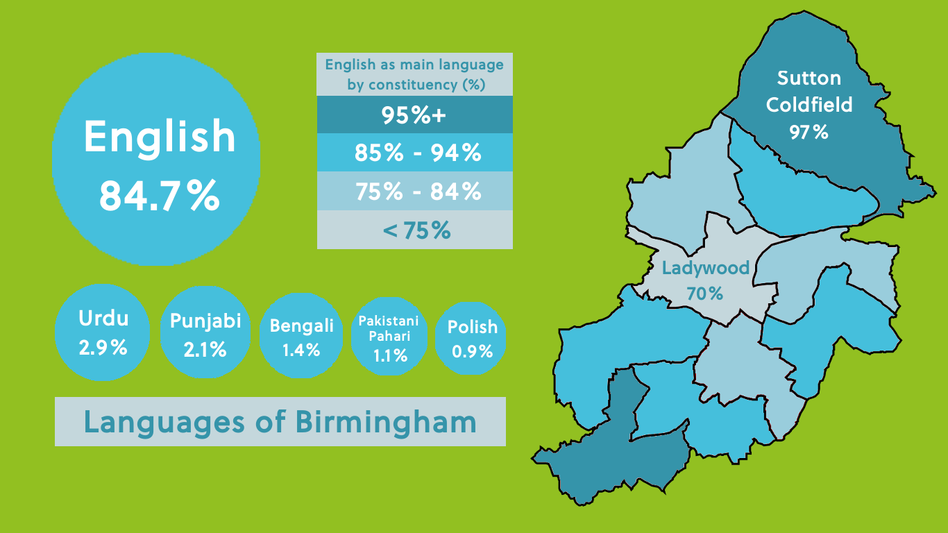 Languages spoken in Birmingham visual