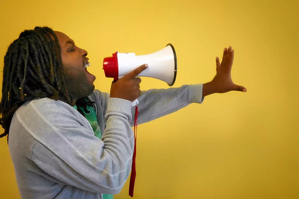 A man using a megaphone